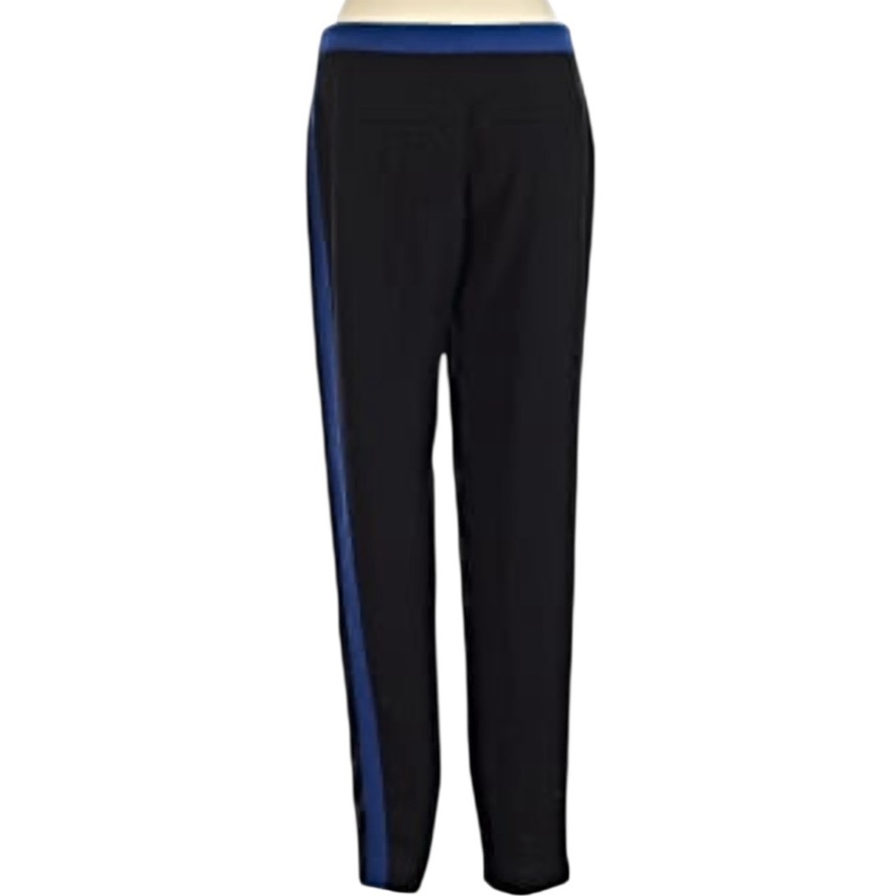 Leifsdottir Black Ankle Pants Blue Side Stripe Sz 6 Tailored Slim Fit - Picture 5 of 10